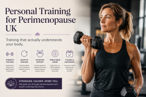 woman training with personal trainer perimenopause UK