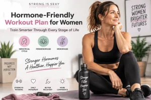 Woman following a hormone-friendly workout plan with strength training and wellness support